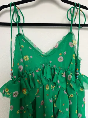 Floral summer dress short Green thumbnail 2