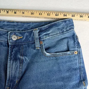 Old Navy Womens Medium Wash Straight Leg‎ 100% Cotton Jeans Size 6 Distressed thumbnail 7