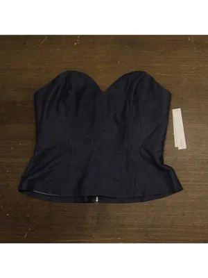 NWT Aqua Womens Bandeau Denim Bustier Top IBO26714 Dark Indigo Blue L thumbnail 2