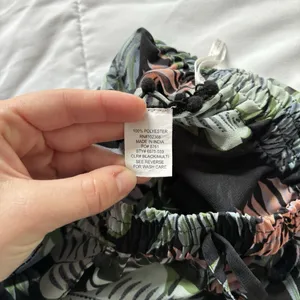 Womens Wide Leg Floral‎ Tropical Beach Summer Cover Up Flowy Drawstring Green thumbnail 7