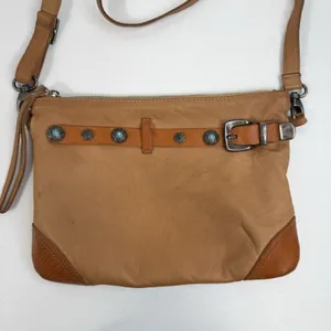 GIORGIA MILANI Crossbody‎ Bag Purse Shoulder Tan Italian Leather Western Conchos thumbnail 3