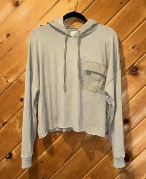 American eagle pocket crop hooded army green sweatshirt thumbnail 1