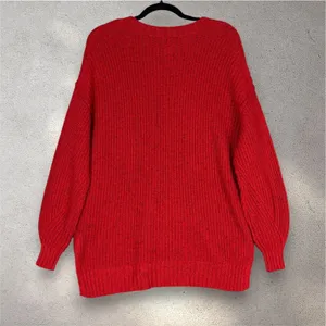 American Eagle Knit Crewneck Sweater Women's XXS Red Oversized Cozycore Academia thumbnail 4