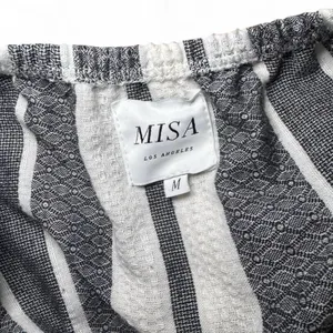 NEW MISA Los Angeles Lunna Grey White Vertical Stripe Crop Tube Top — MEDIUM thumbnail 2