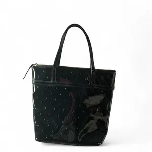 Kate Spade Jeralyn Camellia Street Black Patent Leather Circle Embossed Tote Bag thumbnail 2