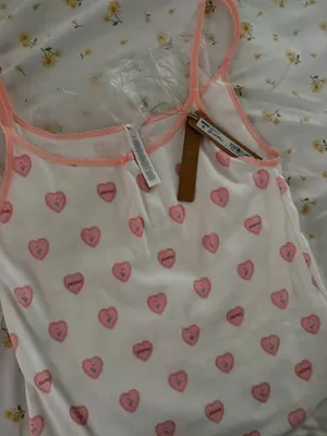 SKIMS POINTELLE TANK Snow Lace Hearts sz L thumbnail 5