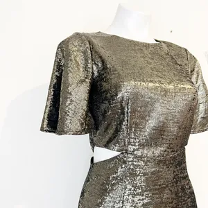 NEW FRENCH CONNECTION Alara Metallic cut out mini dress XSMALL Womens Night Out thumbnail 7