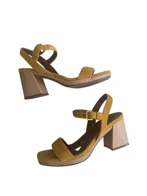 NATURALIZER Yellow Suede Sandals Heels Size 7.5W thumbnail 9