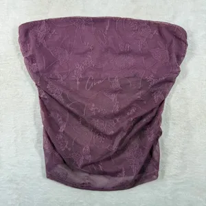 I.AM.GIA Purple Ruched Floral Lace Tube Top GIA13406 Womens Small Strapless Boho thumbnail 1