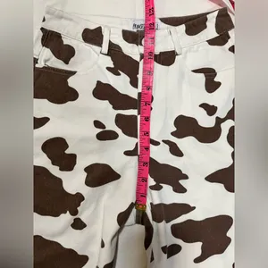 Princess Polly Be Wild Pants White and Brown Cow Print Size 2 thumbnail 12
