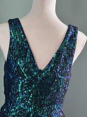 Sequin Dress with black, Green and Blue Pattern- xl nwot thumbnail 6