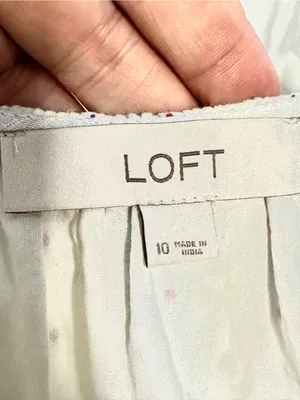 LOFT Swiss Dot Button Front Strappy Midi Dress White 10 Cotton thumbnail 3
