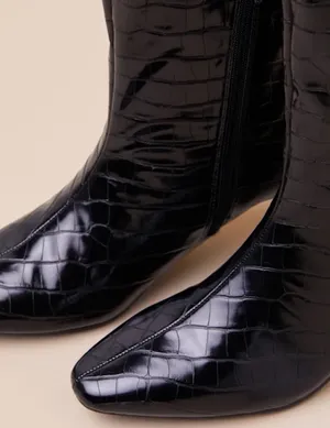 Lulus Black Croc-Embossed Over-the-Knee Boots thumbnail 2