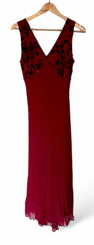 Vintage 90s Jonathan Martin Studio 100% Silk V-Neck Midi Dress Size S thumbnail 1
