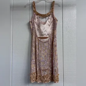 LuxGal Silk Sequin Dress Orange Size 10 thumbnail 2