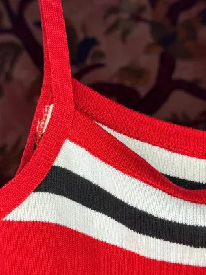 Red, Black, and White Knit Crop Top Red thumbnail 3