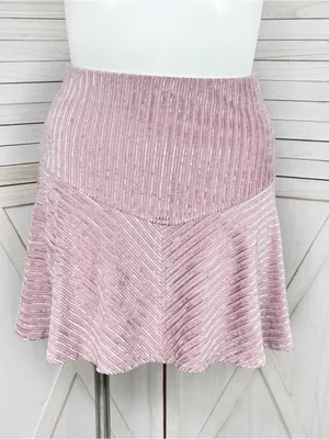 Free People Camden Velour Corduroy Skater Mini Skirt Pink Large Ballet Fairy thumbnail 2