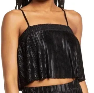 NWT BP Nordstroms Black Plissé Sleeveless Pleated Crop Top Women’s Sz XL thumbnail 1