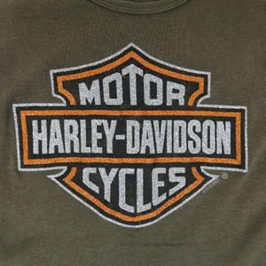 Y2K 2007 Harley Davidson Army Green Sparkly Logo Tank Top thumbnail 5