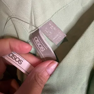 ASOS Design Pleated Cami Maxi Dress Drawstring Waist in Sage Green thumbnail 7