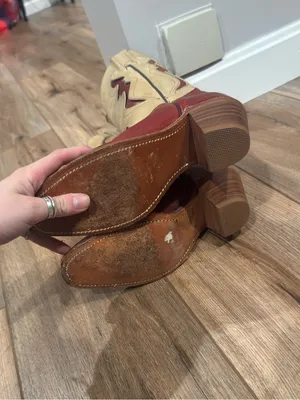 FRYE Vintage 1970s Red Genuine Lizard Tan Leather Western Cowboy Boots | Sz 5.5 thumbnail 4
