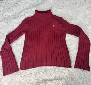 Vintage Abercrombie & Fitch A&F 92 Burgundy Ribbed Turtleneck Sweater S Y2K thumbnail 1