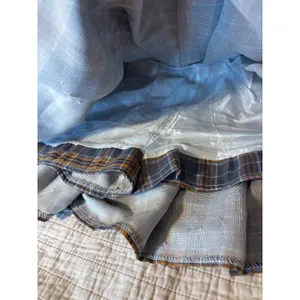 Grey and Orange Plaid Pleated Mini Skirt High Waisted Schoolgirl Style Size M thumbnail 3