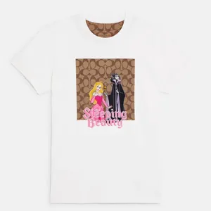 NWT Disney X Coach Signature Sleeping Beauty T‎ Shirt off white size L thumbnail 3