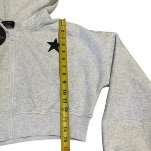 White Fox Charli Cropped Zip Front Hoodie Womens S/M Grey Marle Star Streetwear thumbnail 7