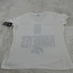 Russell Athletic NEW T-Shirt IOWA University "Go Hawkeyes"Women's Large White Black thumbnail 5