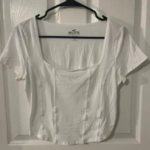 Hollister White Square Neck Cropped Corset Tee thumbnail 1
