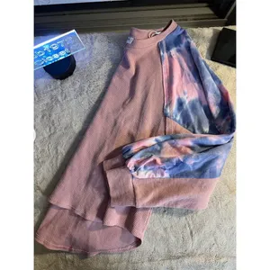 Umgee Women's Tie Dye Long Sleeve Waffle Knit Top Size L Multicolor thumbnail 6