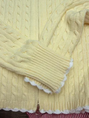 Frankie's Bikinis Pale Yellow Cable Knit Zip Cardigan thumbnail 3