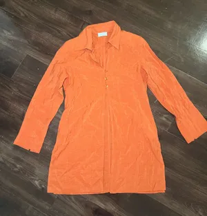 Bonita Orange Linen Blouse Size Small thumbnail 1