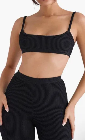 House Of CB Mischa Ribbed Knit Bralette in Black size S thumbnail 2