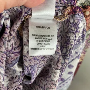 Crosby Mixed Print Long Sleeve Rayon Peasant Blouse Medium Purple thumbnail 7
