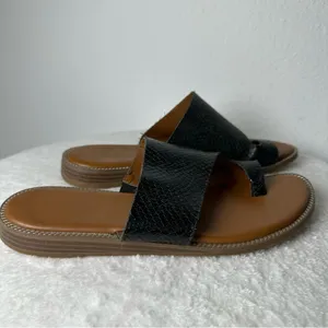 Franco Sarto Black Upper Leather Sandals Snakeskin Embossed Size 7 thumbnail 5