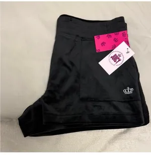 Y2K Style Juicy by Juicy Couture Black Velour Lounge Shorts NWT - L thumbnail 1