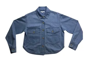 Z‎ SUPPLY Womens Blue Denim Button Down Shirt Shacket XS ZJ232414E Light Wash thumbnail 1