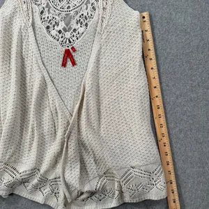 Red Camel Crochet Knit Sleeveless Open Top Women's X-Small Beige Boho Y2k thumbnail 7