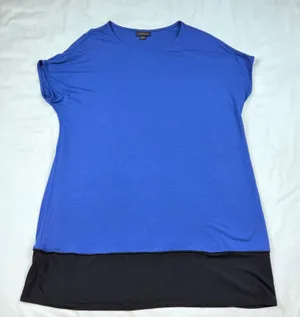 J. Jill Wearever Royal Blue Black Colorblock Tunic Top Short Sleeve Medium thumbnail 1