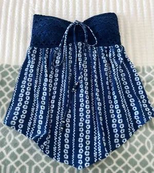 No Boundaries Blue Strapless crotchet Tank Top thumbnail 1