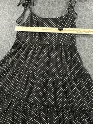 Greath Black White Polka Dot Tiered Midi Dress Tie Strap Womens Medium thumbnail 7