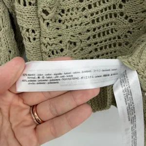 Zara Women Crochet Open Knit Sweater Sage Green‎ Long Sleeve Size S Boho Top thumbnail 5