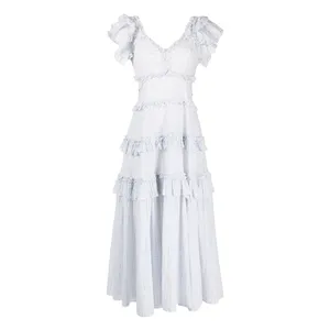 Needle & Thread Blue White Broderie Anglaise Cotton Maxi Dress XS thumbnail 3