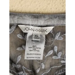 John Mark Womens Gray Sheer Embroidered Flare Sleeve Tunix‎ Top XL thumbnail 5