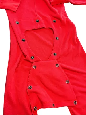 VS PINK Naughty Not Nice One Piece Onesie Pajamas Thermal Butt Flap Red Small thumbnail 6