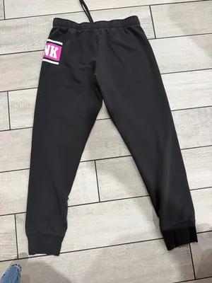 PINK Victoria's Secret Black Jogger Sweatpants with Pink Logo Patch thumbnail 2