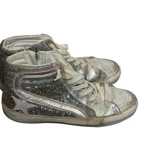 Golden Goose Slide High Top Sneakers 37 Silver Glitter Star GGDB thumbnail 2