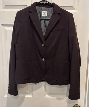 Gap The Academy Blazer Womens 10 Burgundy Wool Blend Two Button Tailored Jacket thumbnail 1